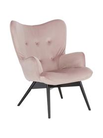 Sillón de terciopelo Vicky, Tapizado: terciopelo de poliéster 4, Patas: haya, sólido y pintado, Estructura: haya aglomerado, natural, Terciopelo rosa, An 59 x F 63 cm