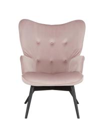 Fluwelen fauteuil Vicky in roze, Bekleding: polyester fluweel, Poten: massief en gelakt beuken, Frame: natuurlijke beuken spaanp, Roze, B 59 x D 63 cm