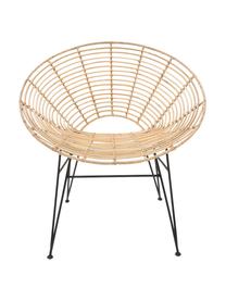 Sedia in rattan Loungue, Seduta: rattan, Struttura: metallo rivestito, Beige, nero, Larg. 78 x Prof. 65 cm