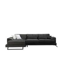 Sofa narożna Frido (4-osobowa), Tapicerka: 100% poliester, Stelaż: drewno brzozowe, płyta wi, Nogi: metal powlekany, Antracytowy, S 308 x G 190 cm