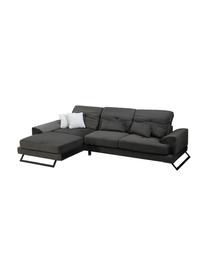 Sofa narożna Frido (4-osobowa), Tapicerka: 100% poliester, Stelaż: drewno brzozowe, płyta wi, Nogi: metal powlekany, Antracytowy, S 308 x G 190 cm