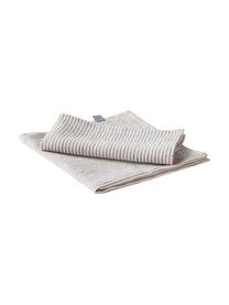 Serviettes en lin gris/blanc crème Alina, 2 pièces, 100 % lin, certifié European Flax, Gris, blanc crème, rayé, larg. 45 x long. 45 cm