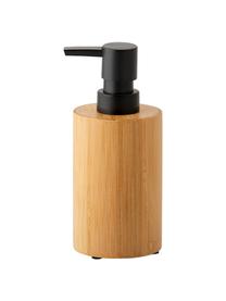 Dispenser sapone Beckton, Contenitore: bambù, Testa della pompa: materiale sintetico, Legno di bambù, nero, Ø 7 x Alt. 17 cm