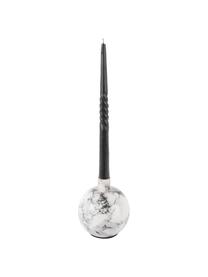 Kerzenhalter Look mit Marmoroptik, Metall, beschichtet, Weiß, marmoriert, Ø 11 x H 10 cm