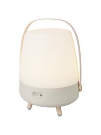 Lampada portatile da tavolo da esterno a LED dimmerabile con altoparlante bluetooth Lite-up Play, Paralume: plastica, Manico: legno, Piedini: gomma siliconica, legno, Sabbia, trasparente, marrone chiaro, Ø 29 x Alt. 40 cm