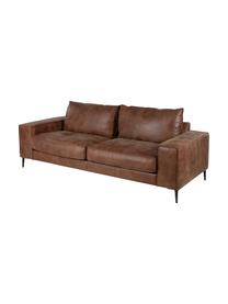 Leder-Sofa Brett (3-Sitzer) in Braun im Industrial Design, Bezug: Rindsleder, glatt, Gestell: Aluminium, lackiert, Leder Brauntöne, B 215 x T 90 cm