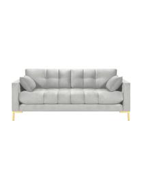 Sofa z aksamitu Mamaia (2-osobowa), Tapicerka: aksamit poliestrowy Dzięk, Stelaż: lite drewno sosnowe, skle, Nogi: metal lakierowany, Odcienie srebrnego, S 177 x G 92 cm