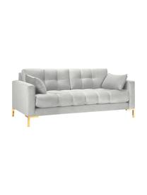 Sofa z aksamitu Mamaia (2-osobowa), Tapicerka: aksamit poliestrowy Dzięk, Stelaż: lite drewno sosnowe, skle, Nogi: metal lakierowany, Odcienie srebrnego, S 177 x G 92 cm