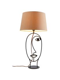 Grand lampe à poser design Face Nature, Beige, noir