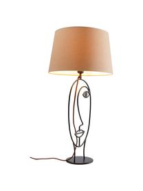 Grosse Tischlampe Face Nature, Gestell: Stahl, pulverbeschichtet, Beige, Schwarz, 35 x 69 cm