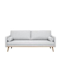 Sofa z nogami z drewna dębowego Saint (3-osobowa), Tapicerka: poliester Dzięki tkaninie, Jasnoszara tkanina, S 210 x G 93 cm