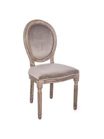 Sametová čalouněná židle Mathilde, 2 ks, Potah: šedavě hnědá Rám: březové dřevo s  antickou úpravou