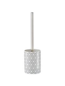 Brosse pour WC avec récipient en céramique Graphic, Noir, blanc