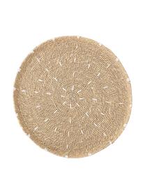 Ronde placematset van zeegras Deco, 2-delig, Zeegras, Beige, wit, zwart, Set met verschillende formaten