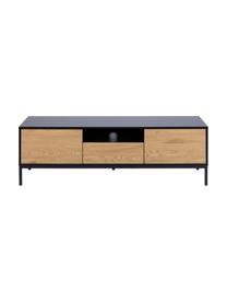 Credenza in legno e metallo Seaford, Struttura: pannello di fibra a media, Piedini: metallo verniciato a polv, Nero, marrone, Larg. 140 x Alt. 45 cm