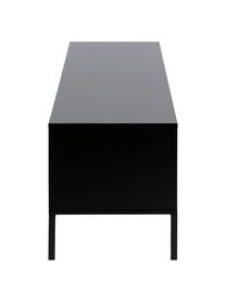 Mueble de TV de madera y metal Seaford, Estructura: tablero de fibras de dens, Patas: metal con pintura en polv, Roble, negro, An 140 x Al 45 cm