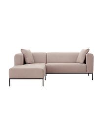 Ecksofa Carrie in Altrosa mit Metall-Füßen, Bezug: Polyester 50.000 Scheuert, Gestell: Spanholz, Hartfaserplatte, Füße: Metall, lackiert, Webstoff Altrosa, B 222 x T 180 cm