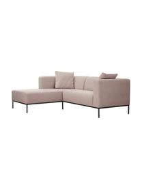 Ecksofa Carrie in Altrosa mit Metall-Füssen, Bezug: Polyester 50.000 Scheuert, Gestell: Spanholz, Hartfaserplatte, Webstoff Altrosa, B 222 x T 180 cm