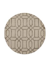 Rond wollen vloerkleed Vegas met hoog-laag effect, Bovenzijde: 80% wol, 20% viscose, Onderzijde: katoen, Beige, crèmekleurig, Ø 150 cm (maat M)