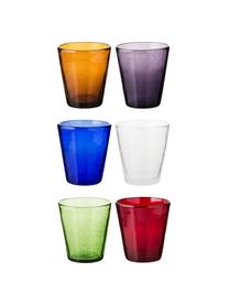 Vasos de colores de vidrio soplado artesanalmente Cancún, 6 uds., Vidrio soplado, Multicolor, Ø 9 x Al 10 cm