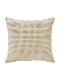 Waffelpiqué-Kissenhülle Lois aus Baumwolle, 100 % Baumwolle, Beige, B 50 x L 50 cm