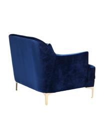 Fauteuil en velours Proud, Revêtement : bleu Pieds : couleur dorée