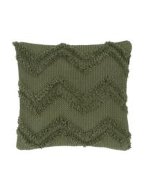 Housse de coussin 45x45 verte bohème Akesha, 100 % coton, Vert, larg. 45 x long. 45 cm