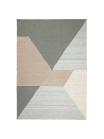 Tapis moderne en viscose tissé à la main Snefrid, 80 % viscose, 20 % laine, Vert, gris, beige, larg. 200 x long. 300 cm (taille L)