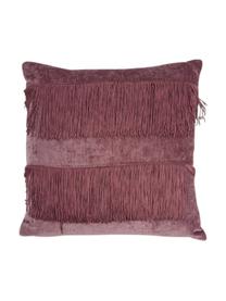 Schimmerndes Kissen Stefanie mit Fransen, mit Inlett, Bezug: Polyester, Rosa, 45 x 45 cm