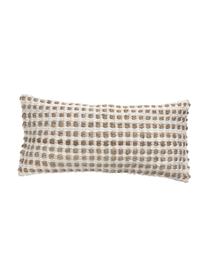 Kussenhoes Fiesta met juten details, 55% katoen, 45% jute, Wit, beige, 30 x 60 cm