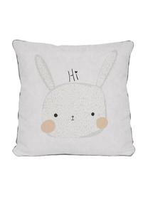 Housse de coussin Rabbit, Polyester, Blanc, beige, gris, noir, larg. 45 x long. 45 cm