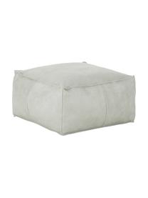 Pouf en cuir Porthos, Gris clair