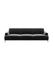 Sofa z aksamitu Puzo (3-osobowa), Tapicerka: 100% aksamit poliestrowy,, Nogi: metal lakierowany, Ciemny szary, S 240 x G 84 cm