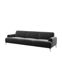 Sofa z aksamitu Puzo (3-osobowa), Tapicerka: 100% aksamit poliestrowy,, Nogi: metal lakierowany, Ciemny szary, S 240 x G 84 cm