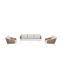 Garten-Lounge-Set Maribela, 3-tlg., Bezug: 100% Polypropylen, Gestell: Aluminium, pulverbeschich, Weiss, Beige, Hellbraun, Set mit verschiedenen Grössen