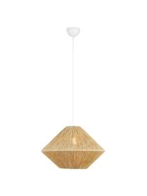 Lampa wisząca z rattanu Straw, Beżowy, biały, Ø 60 x W 39 cm