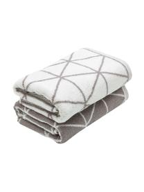 Wende-Handtuch Elina mit grafischem Muster in verschiedenen Größen, Taupe, Off White, Handtuch, B 50 x L 100 cm, 2 Stück