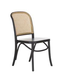 Silla de madera Franz, Asiento: ratán, Estructura: madera de abedul maciza p, Negro, An 48 x F 59 cm