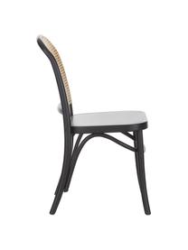 Silla de madera Franz, Asiento: ratán, Estructura: madera de abedul maciza p, Negro, An 48 x F 59 cm