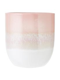 Handgemaakte beker Café met kleurverloop, 4 stuks, Keramiek, Roze, Ø 8 x H 9 cm