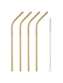 Set 4 cannucce dorate con spazzolino Manhattan Lounge, Acciaio inossidabile, materiale sintetico, Dorato, Lung. 22 cm