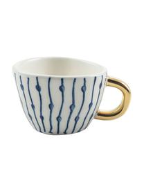 Tasses à espresso à imprimés et poignée dorée Masai, 6 élém., Bleu, blanc, couleur dorée