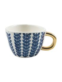 Tasses à espresso à imprimés et poignée dorée Masai, 6 élém., Bleu, blanc, couleur dorée