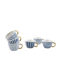 Set 6 tazze da caffè Masai, Terracotta, Blu, bianco, dorato, Ø 7 x Alt. 5 cm