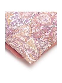 Baumwollsatin-Bettwäsche Boheme mit Paisley-Muster, Webart: Satin Fadendichte 200 TC,, Rosa- und Lilatöne, Orange, Weiß, 200 x 200 cm + 2 Kissen 80 x 80 cm