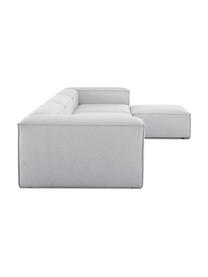 Modulares Sofa Lennon (4-Sitzer) mit Hocker, Bezug: 100 % Polyester Der strap, Gestell: Massives Kiefernholz FSC-, Füße: Kunststoff, Webstoff Grau, B 327 x T 207 cm