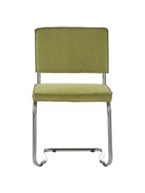 Manšestrová konzolová židle Kink, Zelená, chromová, Š 48 cm, H 48 cm
