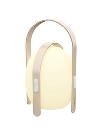 Zewnętrzna mobilna lampa LED Ovo, Stelaż: drewno wiązowe z okleiną , Biały, jasny brązowy, Ø 24 x W 39 cm