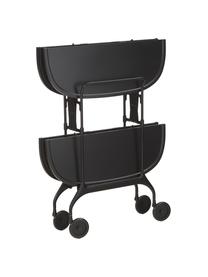 Carrello di servizio in metallo Gastone, Struttura: metallo laccato, Ripiani: nylon, rinforzato con fib, Nero, Larg. 68 x Alt. 70 cm