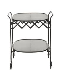 Metalen barcart Gastone, inklapbaar, Frame: gelakt metaal, Zwart, 68 x 70 cm